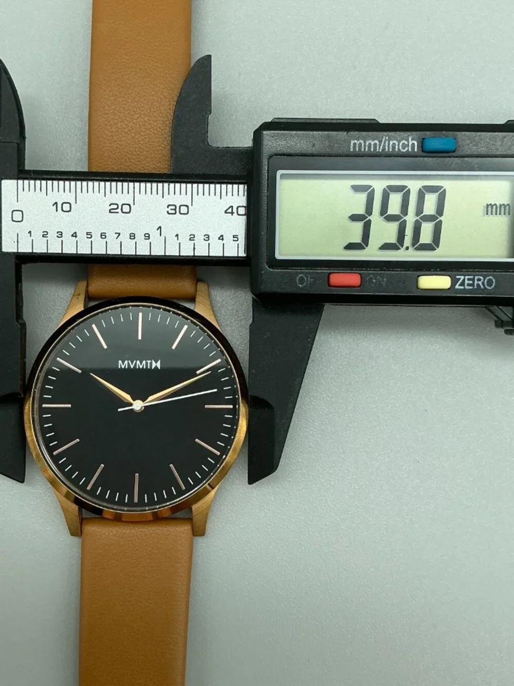 MVMT 40 Series Mens Watch 40mm Black Dial Rose Gold Tone Leather New Battery
